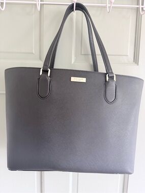 kate spade Black Saffiano Tote with Gold Plaque